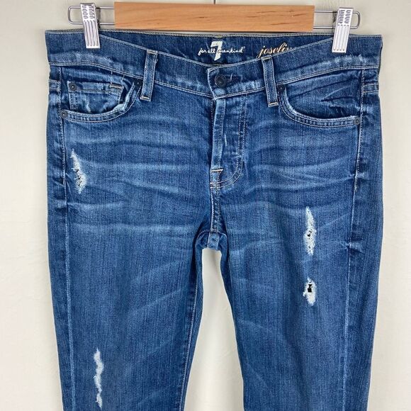 7 For All Mankind Josefina Lightly Distressed Boyfriend Crop Jeans - Picture 4 of 8